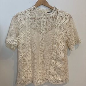Cute ivory Anthropologie lace top NWT Size S